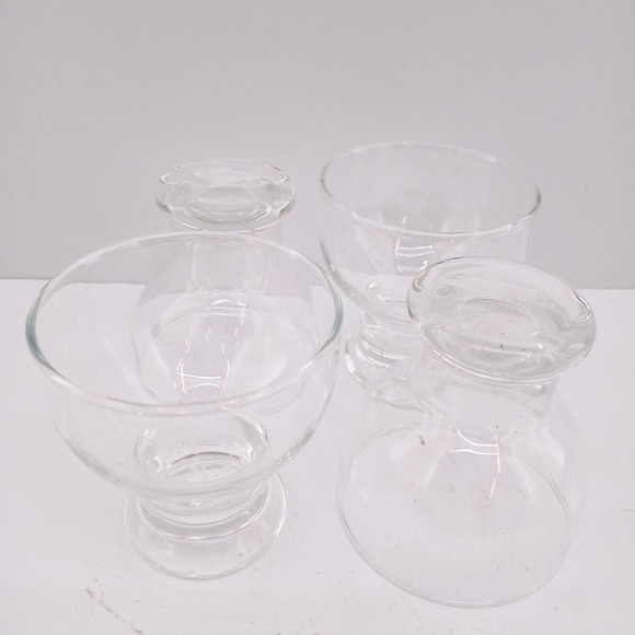Vintage Clear Glass Dessert Sherbet Cups – Set of 4 Footed Bowls 2.75" Tall - Picture 2 of 4